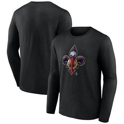 Men's  Black New Orleans Pelicans Midnight Mascot Long Sleeve T-Shirt