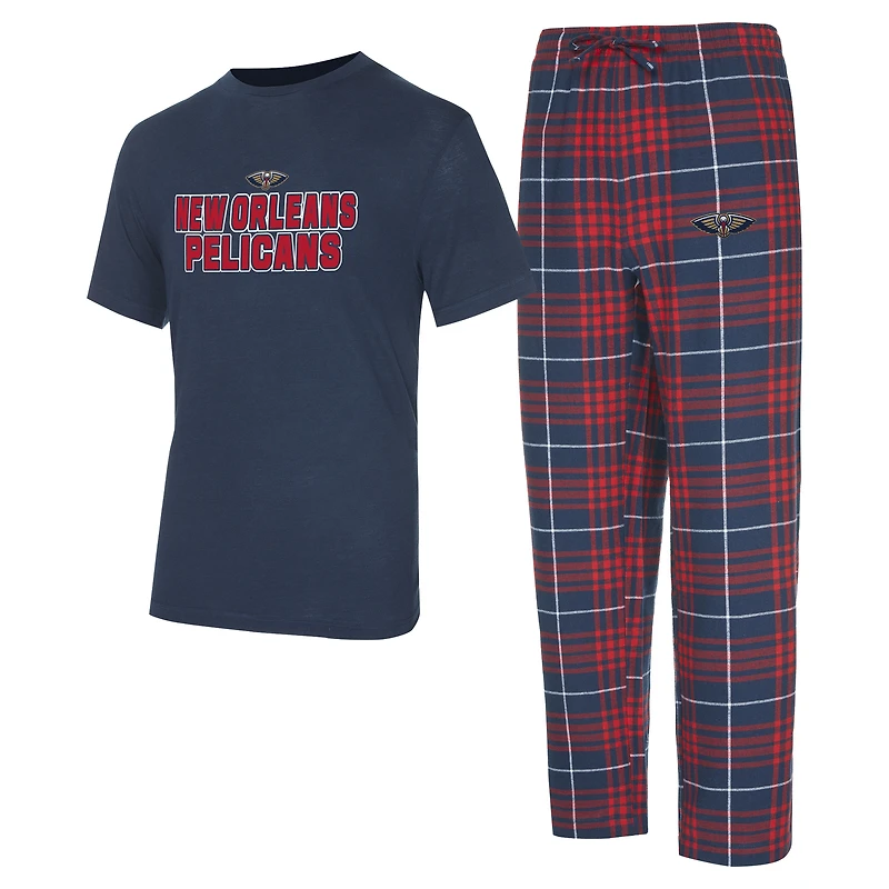Ensemble de nuit pour homme Concepts Sport bleu marine/rouge New Orleans Pelicans Vector avec haut et pantalon en flanelle