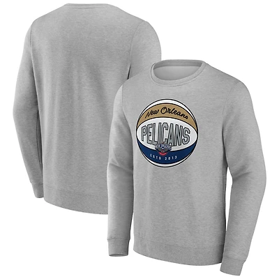 Men's Fanatics Gray New Orleans Pelicans True Classics Hard Color Fleece Pullover Sweatshirt