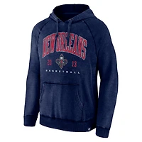Men's Fanatics Heather Navy New Orleans Pelicans Foul Trouble Snow Wash Raglan Pullover Hoodie
