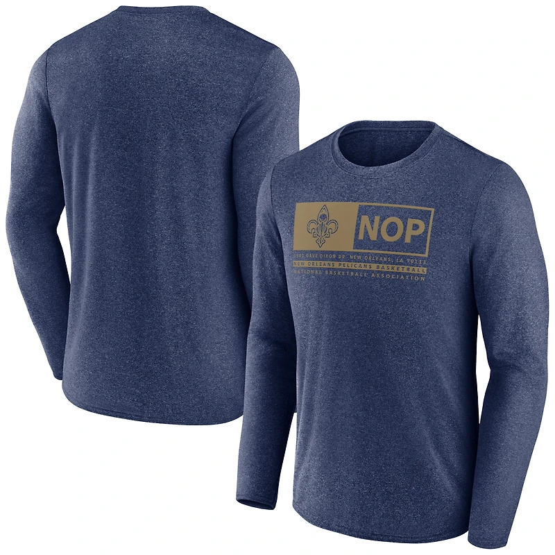 T-shirt Fanatics Heather Navy pour homme, motif « Three-Point Play » des New Orleans Pelicans