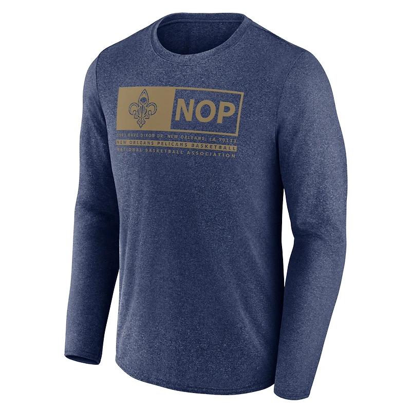 T-shirt Fanatics Heather Navy pour homme, motif « Three-Point Play » des New Orleans Pelicans