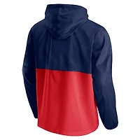 Men's Fanatics Navy/Red New Orleans Pelicans Block Party Thrill Seeker - Half-Zip Hoodie Jacket