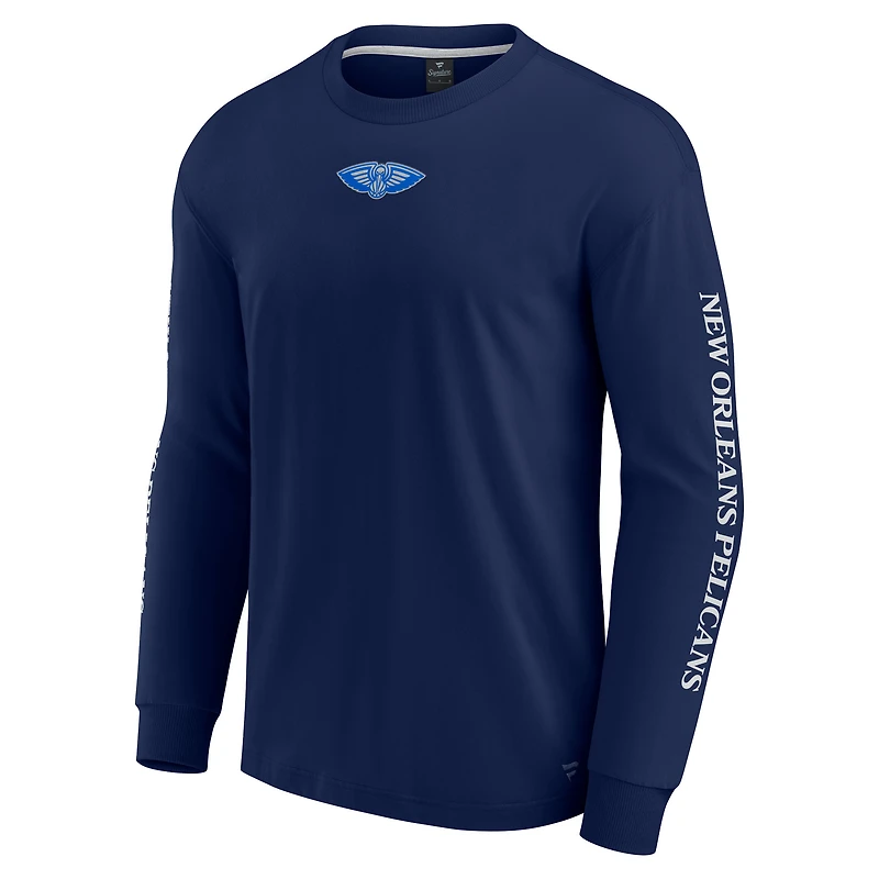 T-shirt à manches longues pour homme Fanatics Navy New Orleans Pelicans Elements Strive