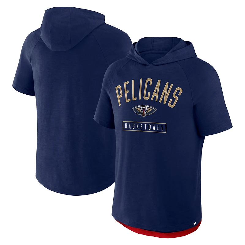T-shirt à capuche raglan bleu marine pour homme, motif New Orleans Pelicans Pass Legend