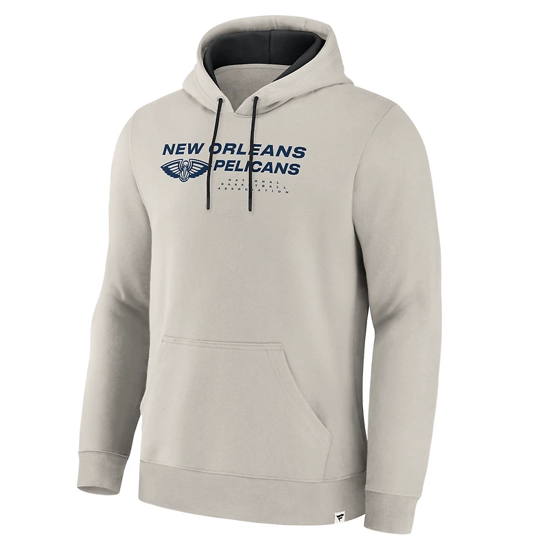 Men's Fanatics Off White New Orleans Pelicans Crossover Collection Blocked Shot Premium Pullover Hoodie