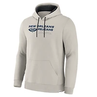 Men's Fanatics Off White New Orleans Pelicans Crossover Collection Blocked Shot Premium Pullover Hoodie