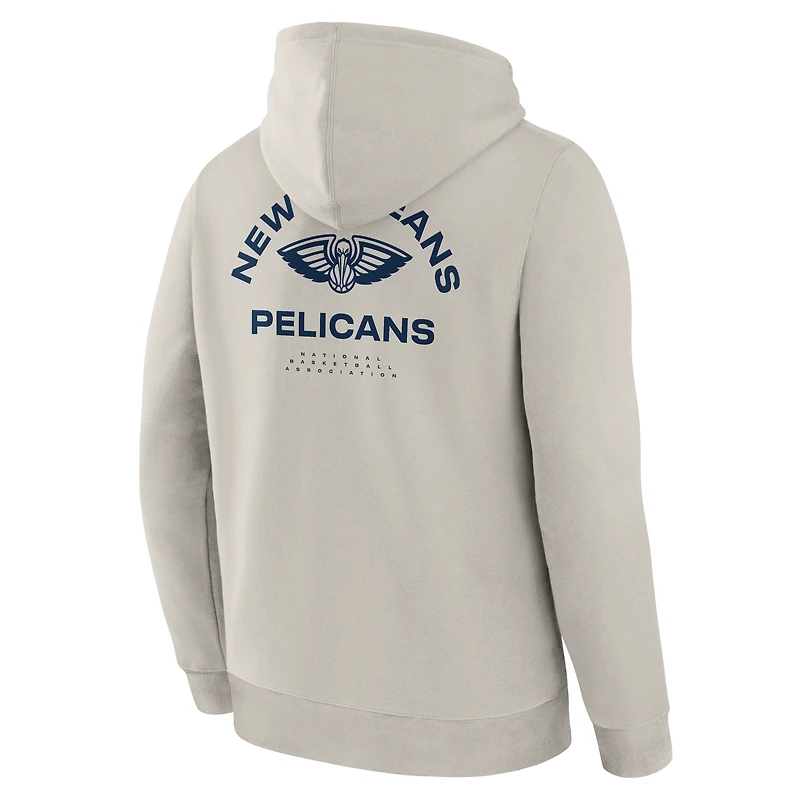Men's Fanatics Off White New Orleans Pelicans Crossover Collection Blocked Shot Premium Pullover Hoodie