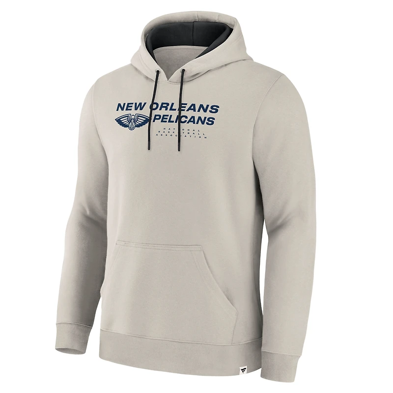 Men's Fanatics Off White New Orleans Pelicans Crossover Collection Blocked Shot Premium Pullover Hoodie