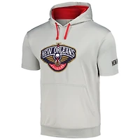 Men's Fanatics Silver/Red New Orleans Pelicans Short Sleeve Pullover Hoodie
