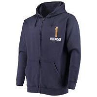 Men's Fanatics Zion Williamson Navy New Orleans Pelicans Player Name & Number Full-Zip Hoodie Jacket