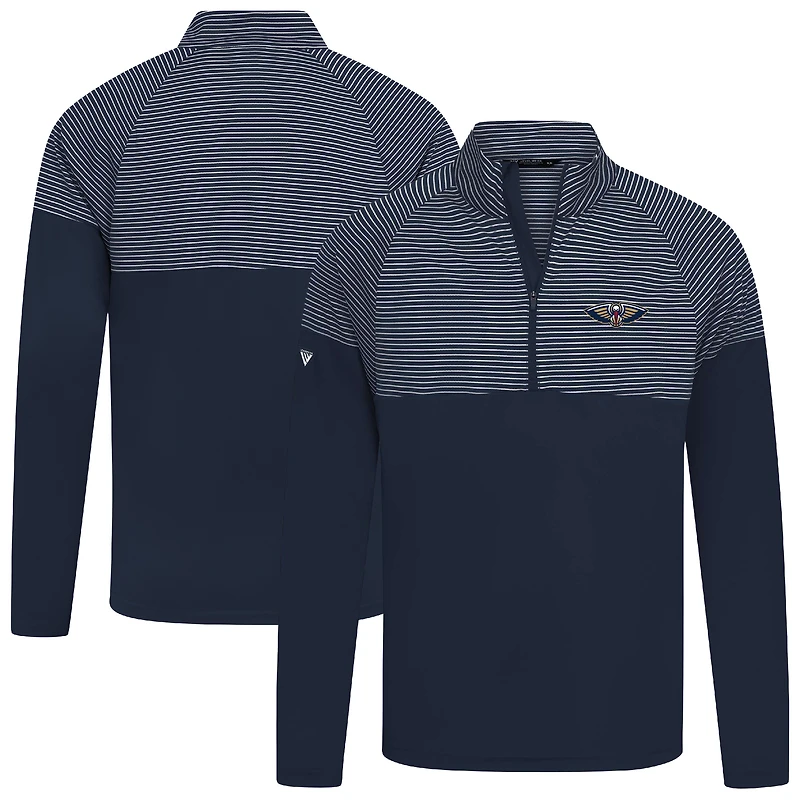Men's Levelwear Navy New Orleans Pelicans Classic Stripes Quarter-Zip Top