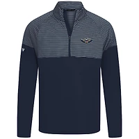 Men's Levelwear Navy New Orleans Pelicans Classic Stripes Quarter-Zip Top