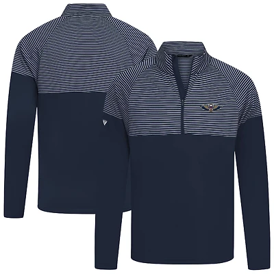 Men's Levelwear Navy New Orleans Pelicans Classic Stripes Quarter-Zip Top