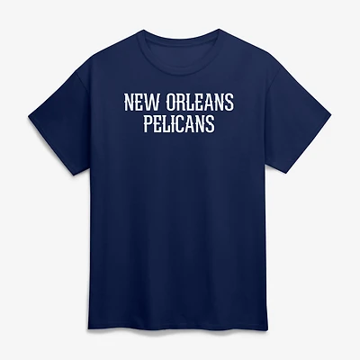 Men's Logo Athletic Navy New Orleans Pelicans Wordmark T-Shirt