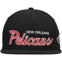 Casquette Snapback noire Mitchell & Ness New Orleans Pelicans Hardwood Classics Script 2.0 pour hommes