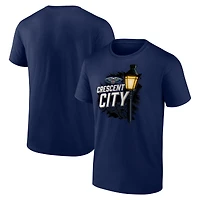 T-shirt bleu marine pour homme, motif demi-terrain offensif des New Orleans Pelicans