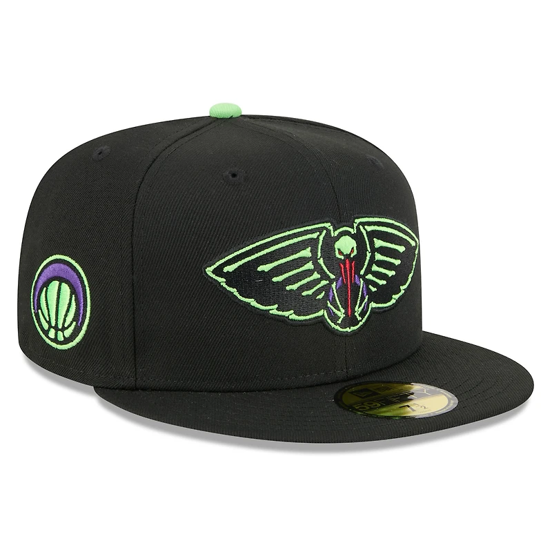 Casquette ajustée New Era 59FIFTY noire pour homme, édition City 2025/26 des Orleans Pelicans