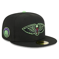 Casquette ajustée New Era 59FIFTY noire pour homme, édition City 2025/26 des Orleans Pelicans