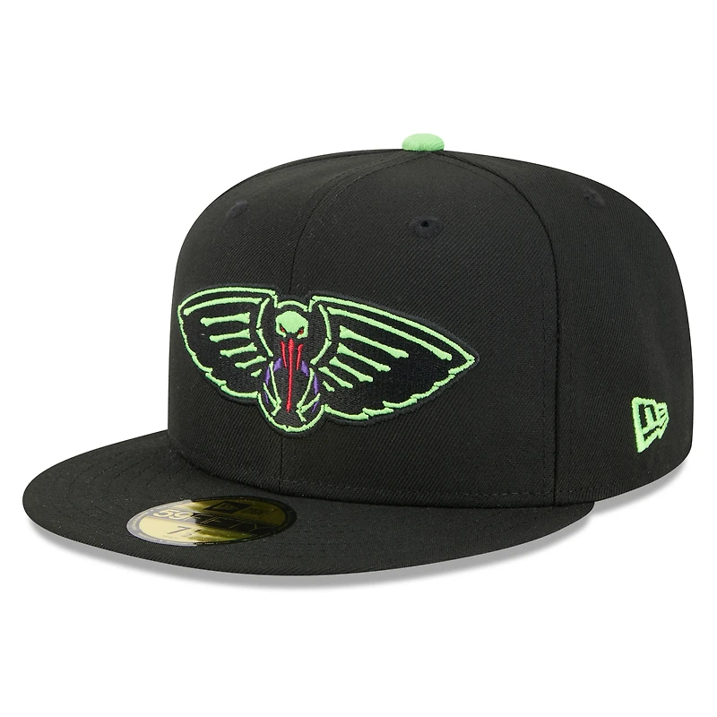 Casquette ajustée New Era 59FIFTY noire pour homme, édition City 2025/26 des Orleans Pelicans