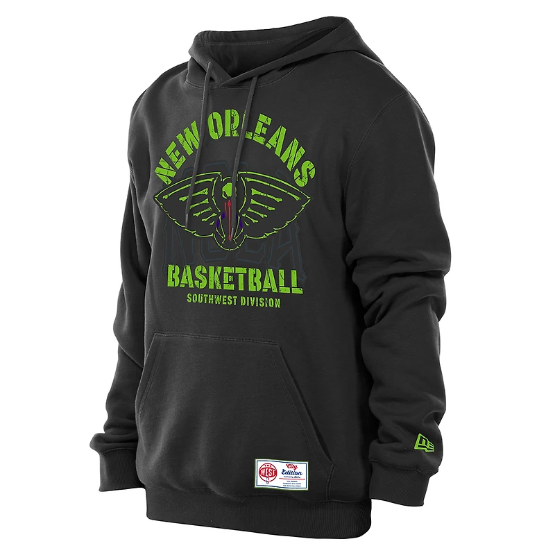 Sweat à capuche polaire New Era noir pour homme, édition City des Pelicans de la Nouvelle-Orléans 2025/26