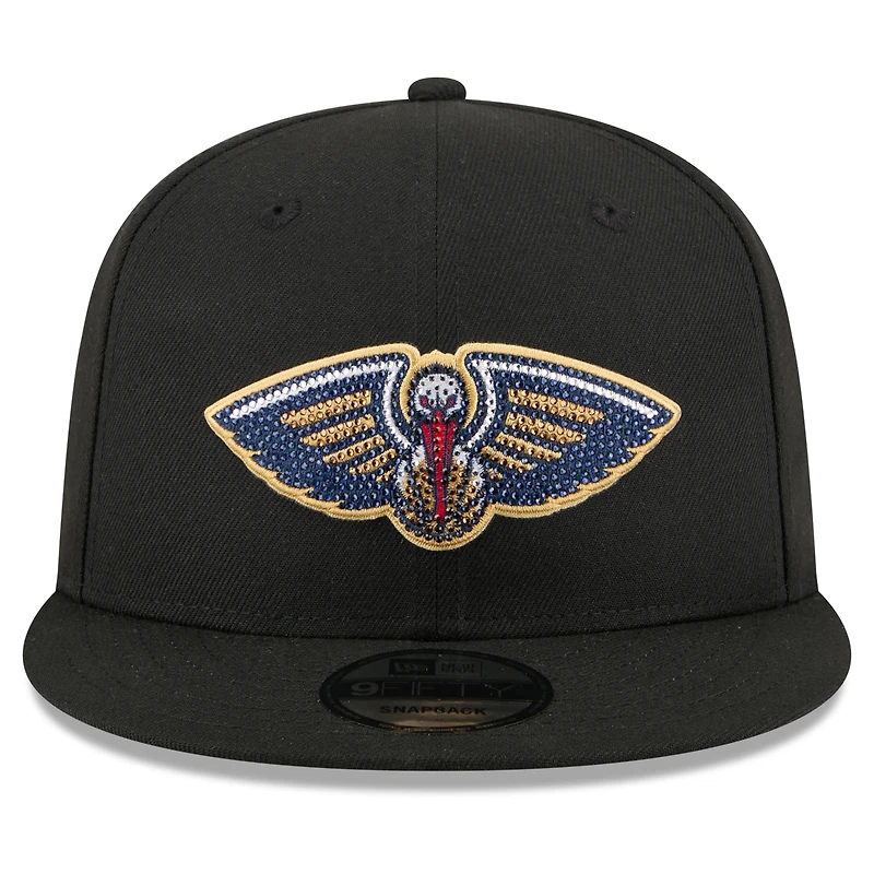 Casquette snapback New Era Crystal 9FIFTY pour homme, noire, New Orleans Pelicans, draft NBA 2026