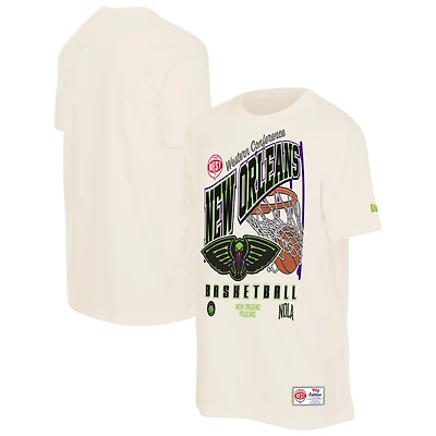 Men's New Era  Cream Orleans Pelicans Oversized City Edition Remix Vintage T-Shirt