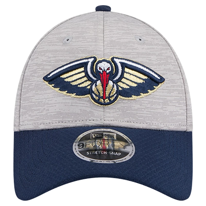 Men's New Era Heather Gray/Navy New Orleans Pelicans Active Digi-Tech Two-Tone 9FORTY Adjustable Hat