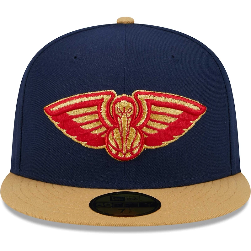 Men's New Era Navy/Gold Orleans Pelicans Gameday Gold Pop Stars 59FIFTY Fitted Hat