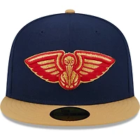 Men's New Era Navy/Gold Orleans Pelicans Gameday Gold Pop Stars 59FIFTY Fitted Hat