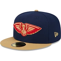 Men's New Era Navy/Gold Orleans Pelicans Gameday Gold Pop Stars 59FIFTY Fitted Hat