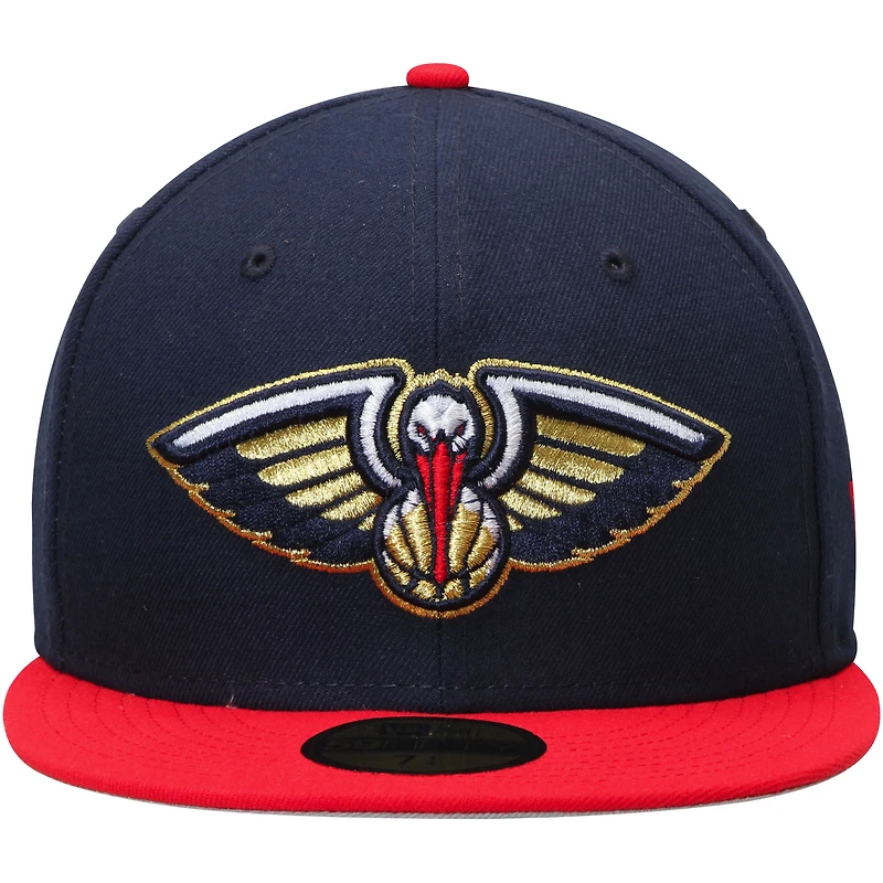 Casquette ajustée New Era bleu marine/rouge Orleans Pelicans 59FIFTY pour homme