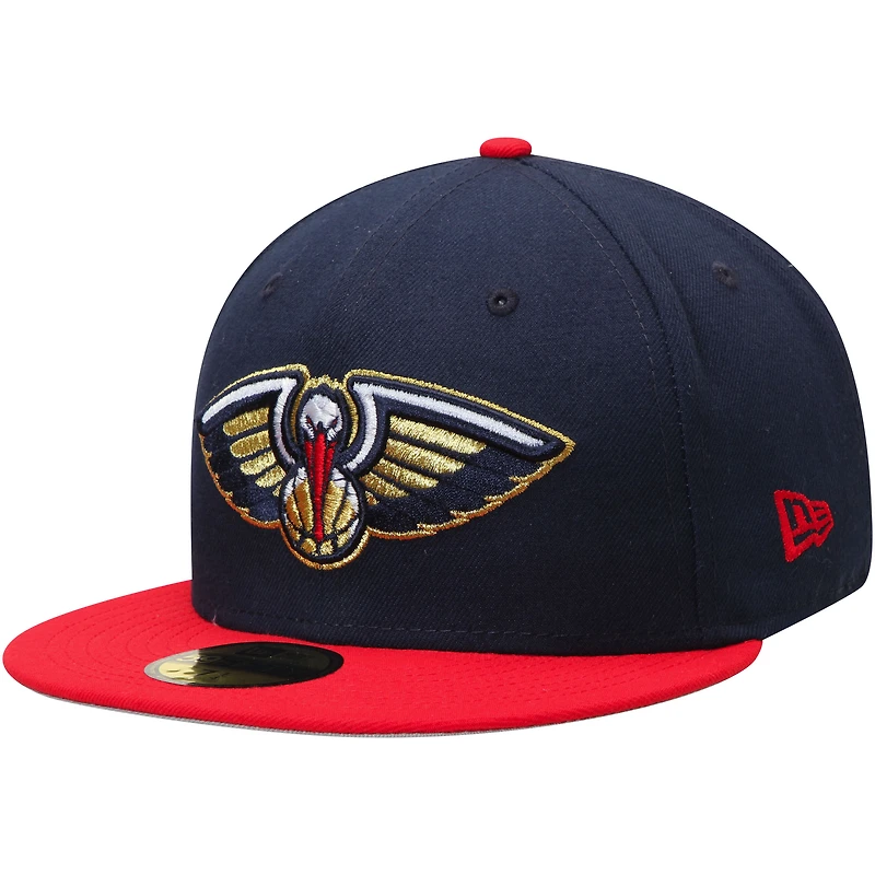 Casquette ajustée New Era bleu marine/rouge Orleans Pelicans 59FIFTY pour homme