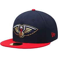Casquette ajustée New Era bleu marine/rouge Orleans Pelicans 59FIFTY pour homme