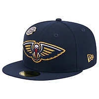 Men's New Era Navy Orleans Pelicans Chainstitch Logo Pin 59FIFTY Fitted Hat