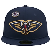 Men's New Era Navy Orleans Pelicans Chainstitch Logo Pin 59FIFTY Fitted Hat