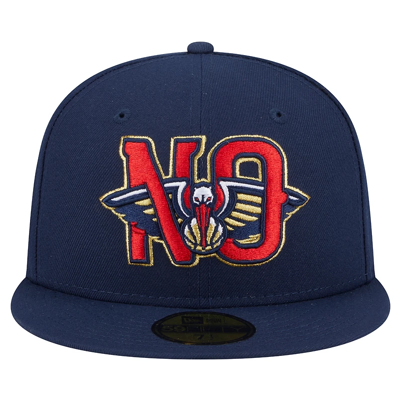Casquette ajustée New Era 59FIFTY bleu marine Orleans Pelicans pour homme