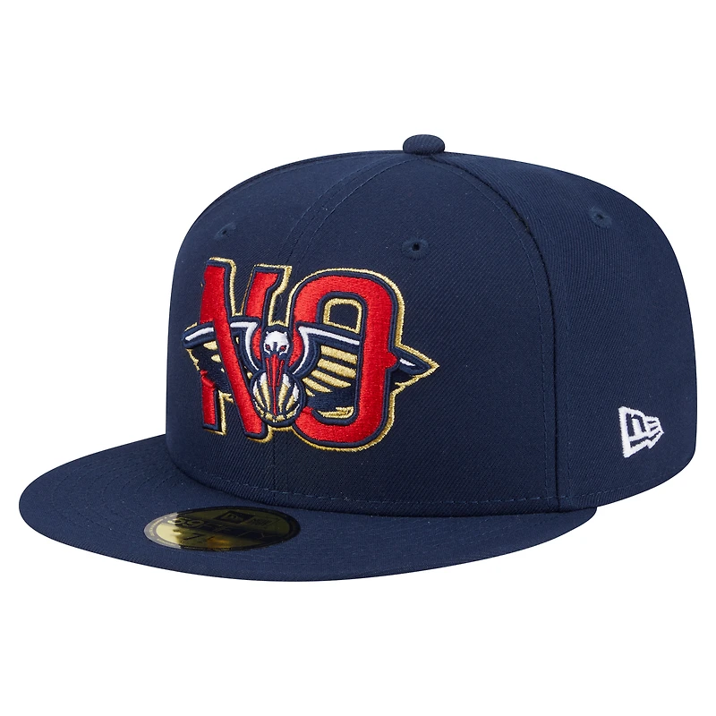 Casquette ajustée New Era 59FIFTY bleu marine Orleans Pelicans pour homme