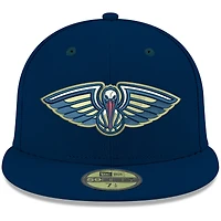 Casquette ajustée New Era 59FIFTY pour homme, bleu marine, couleurs officielles des Pelicans de La Nouvelle-Orléans