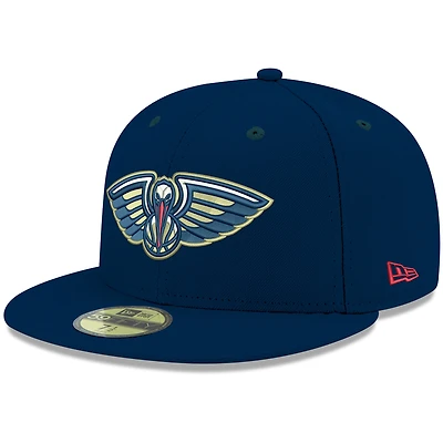 Casquette ajustée New Era 59FIFTY pour homme, bleu marine, couleurs officielles des Pelicans de La Nouvelle-Orléans