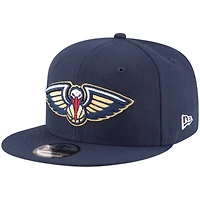 Casquette snapback New Era 9FIFTY pour homme, bleu marine, couleurs officielles des Pelicans de La Nouvelle-Orléans
