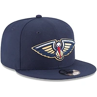 Casquette Snapback 9FIFTY couleur officielle de l'équipe des New Orleans Pelicans New Era pour hommes, bleu marine