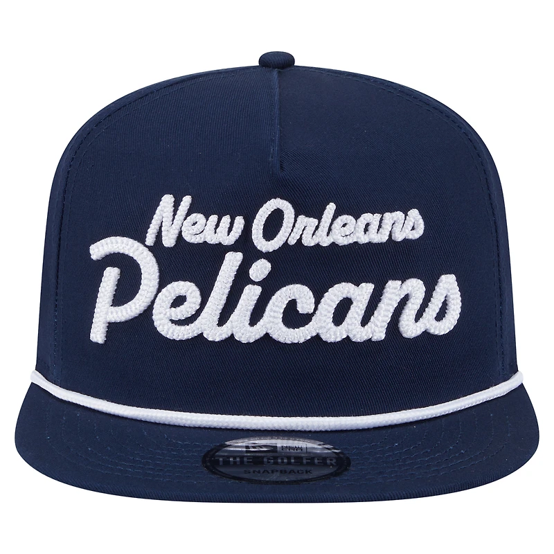 Casquette snapback New Era bleu marine pour homme avec texte de l'équipe des New Orleans Pelicans