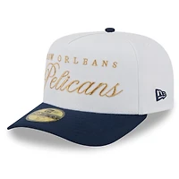 Casquette ajustée New Era 59FIFTY pour homme, modèle A-Frame, blanc/bleu marine, Orleans Pelicans, draft NBA 2025