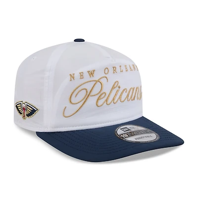Casquette ajustable New Era 19TWENTY en nylon blanc/bleu marine pour homme, New Orleans Pelicans, draft NBA 2025.