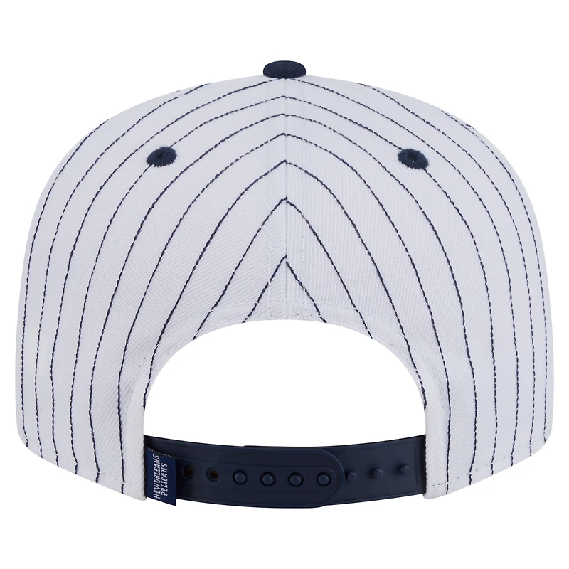 Casquette snapback New Era blanche New Orleans Pelicans Deceptor à fines rayures 9FIFTY pour homme