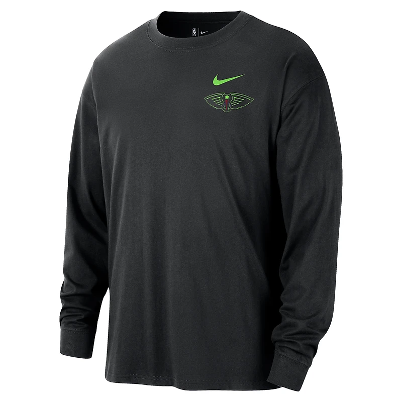T-shirt à manches longues Nike New Orleans Pelicans City Edition Remix Essential Logo noir pour homme