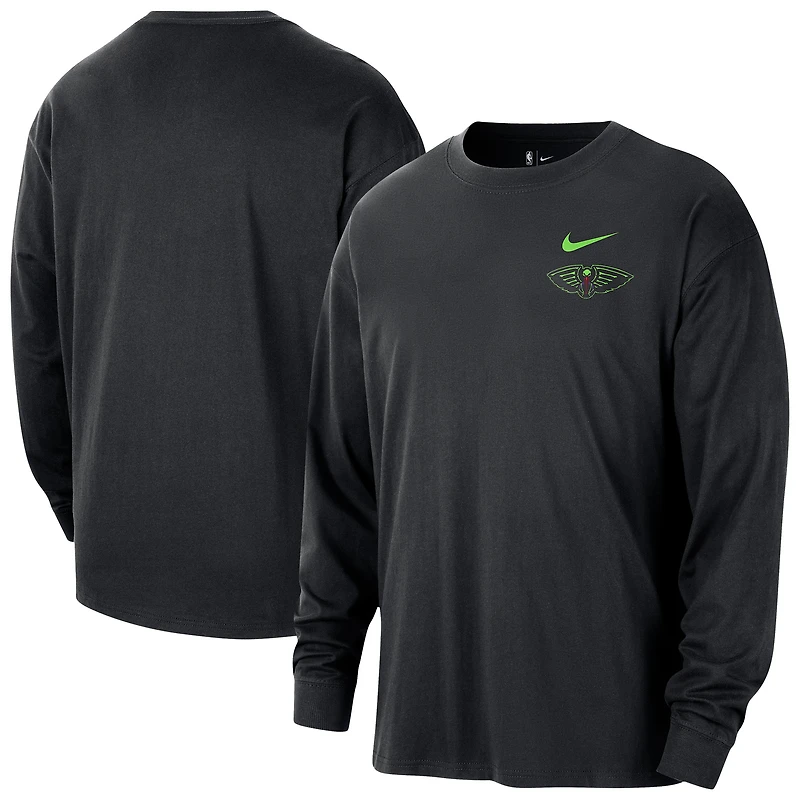 T-shirt à manches longues Nike New Orleans Pelicans City Edition Remix Essential Logo noir pour homme