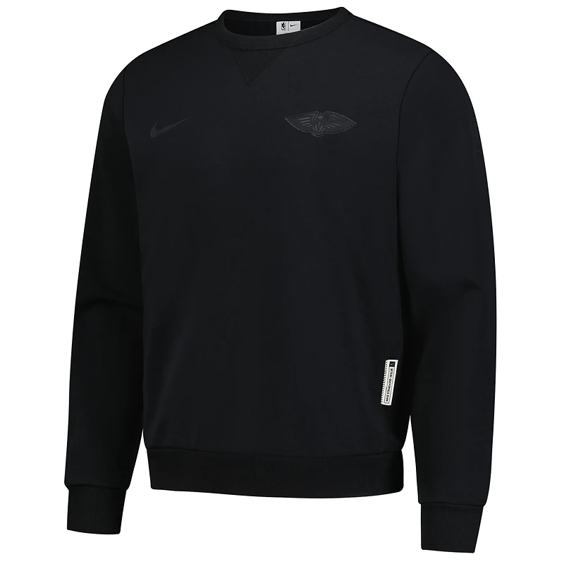Sweat-shirt Nike noir authentique des New Orleans Pelicans pour homme, édition standard, Dri-FIT