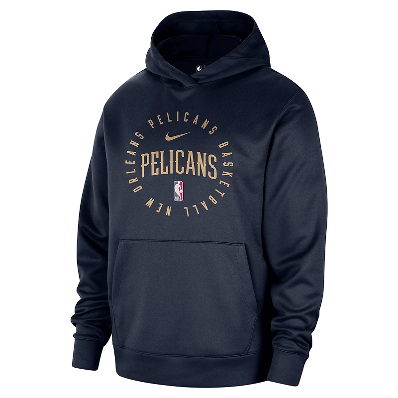 Men's Nike Navy New Orleans Pelicans 2024/25 Spotlight On-Court Practice Performance Pullover Hoodie